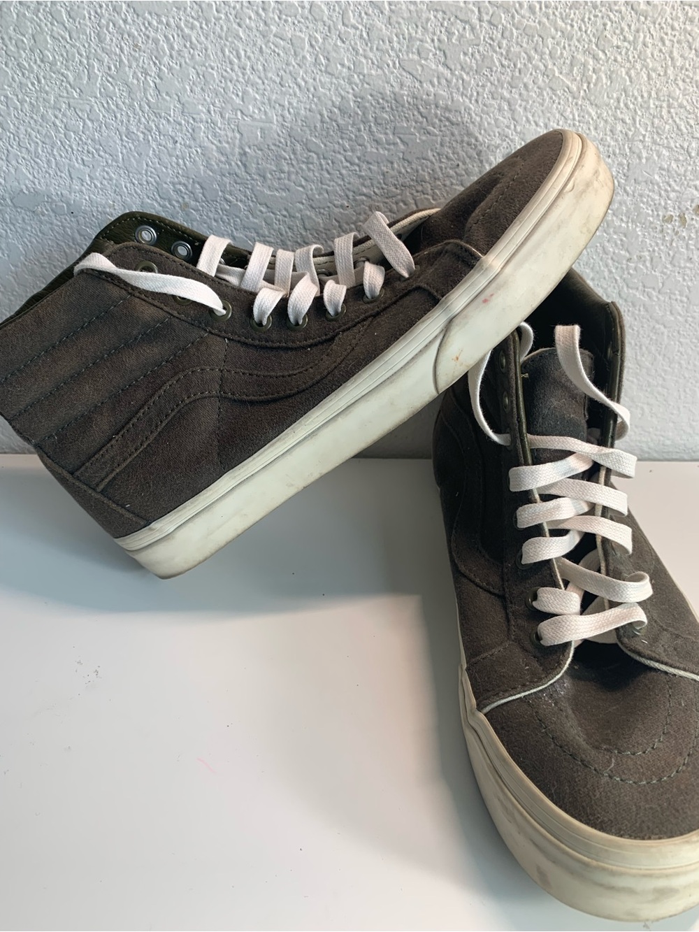 Vans High-Top Suede Sneakers in Dark Brown with White Laces